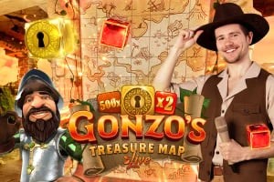 Live Dealer logo of Gonzo's Treasure Map from Evolution at FairPlay Casino